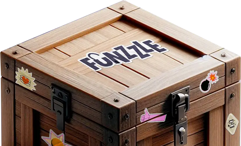 Boîte d’inscape game Funzzle au centre d’un jeu captivant, proposant une aventure immersive où les joueurs résolvent des énigmes pour découvrir un secret.